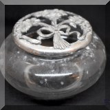 D137. Glass and pewter potpourri jar by Seagull Pewter. 3”h - $6